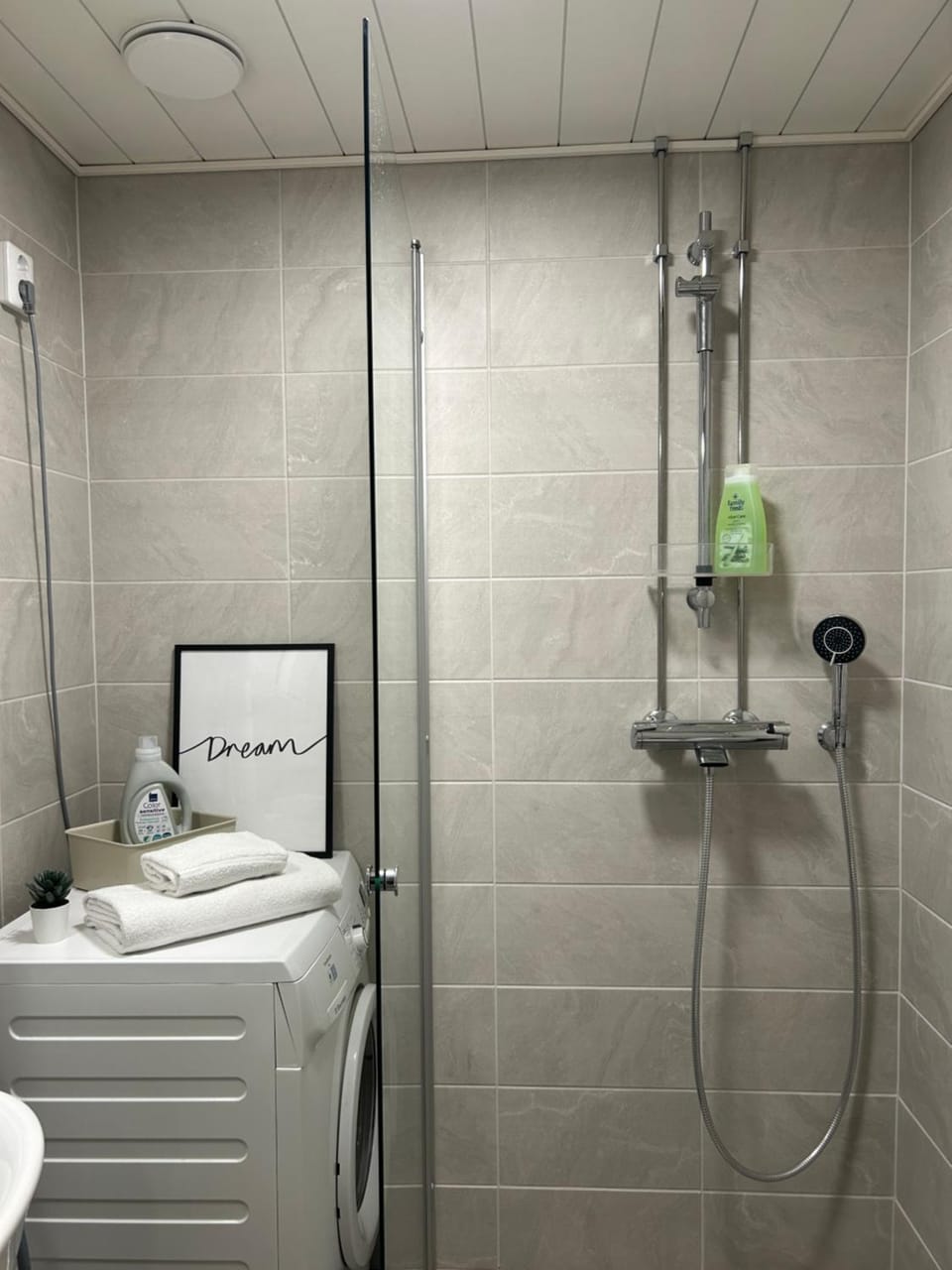 Shower, Bathroom, towels, washing machine