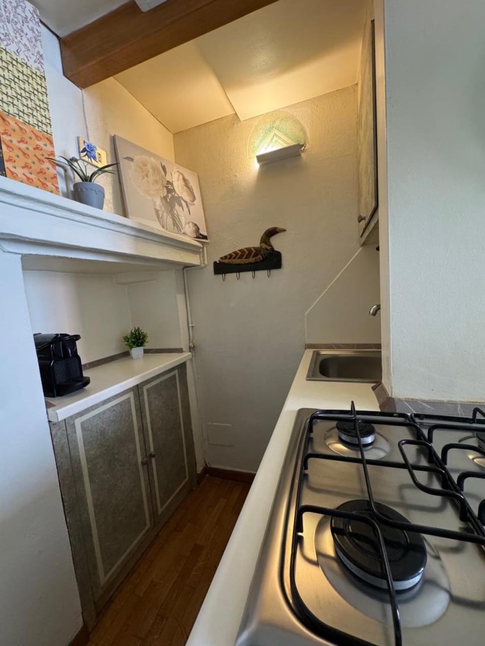 Kitchen or kitchenette, stove