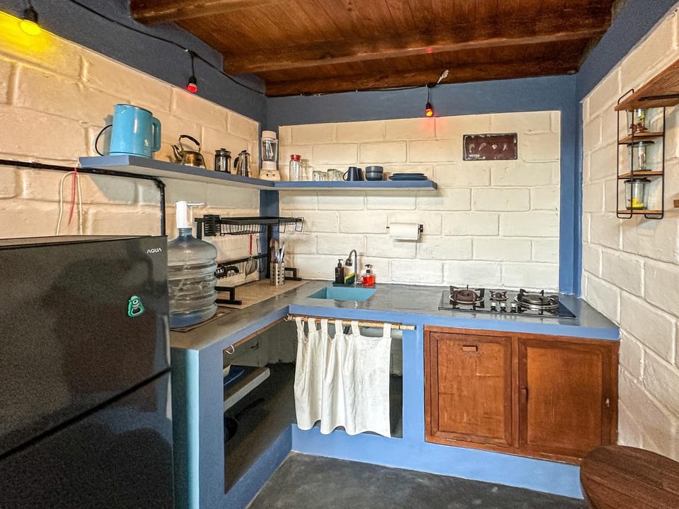 Kitchen or kitchenette, stove
