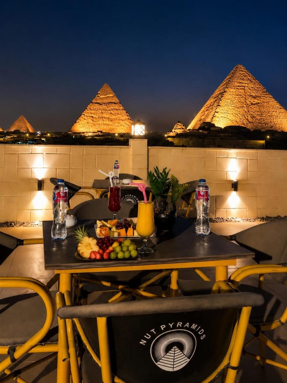 Patio, Night, View (from property/room), Balcony/Terrace, Food and drinks, Dining area, Food, Drinks