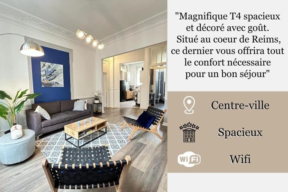 Le cœur de Reims magnifique 3 chambres au centre Apartment in Reims
