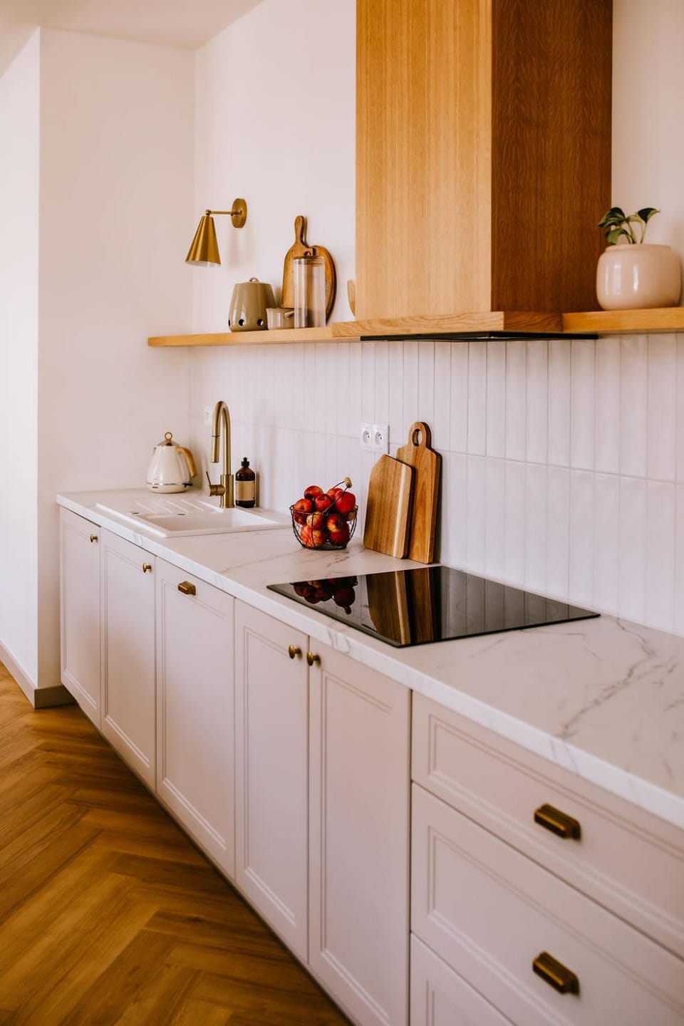 Kitchen or kitchenette, stove
