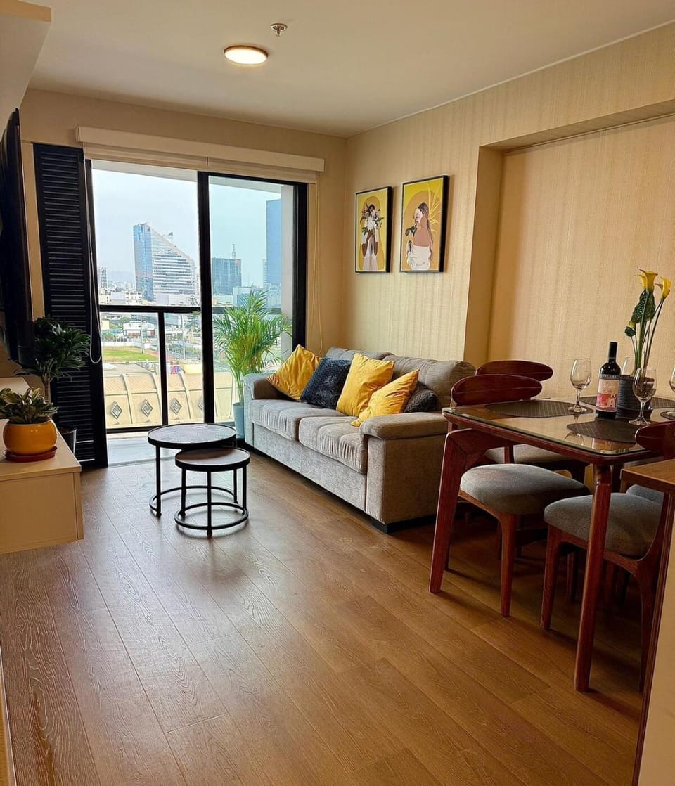 Bed, Living room, Dining area