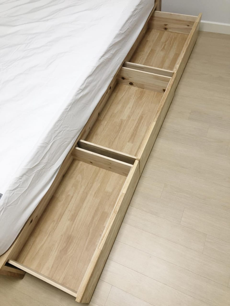 Bed, wardrobe