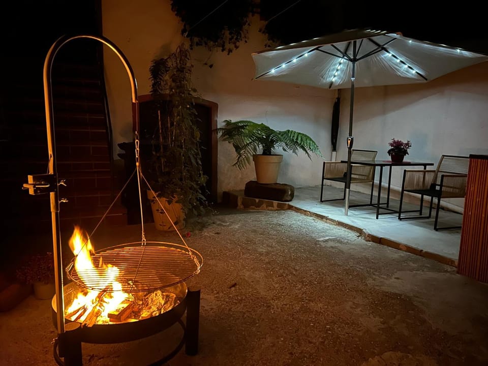 Patio, Night, BBQ facilities, Seating area