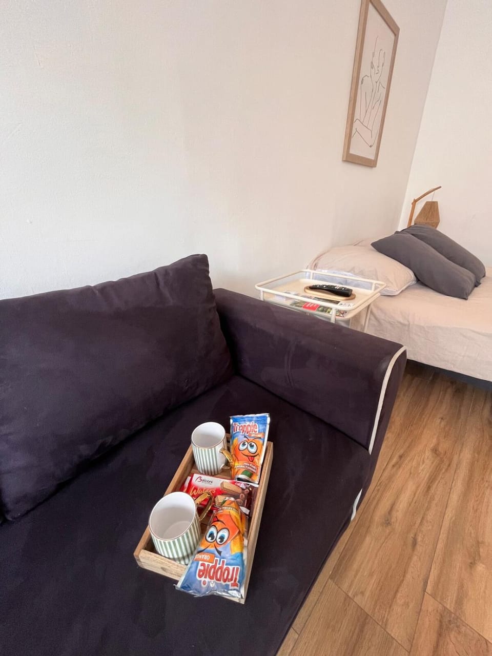 Bed, Living room, Food and drinks, Photo of the whole room, Seating area, Bedroom, Food, Drinks