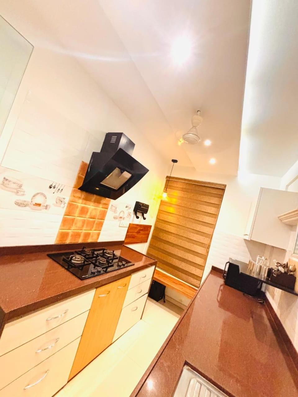 Kitchen or kitchenette, stove