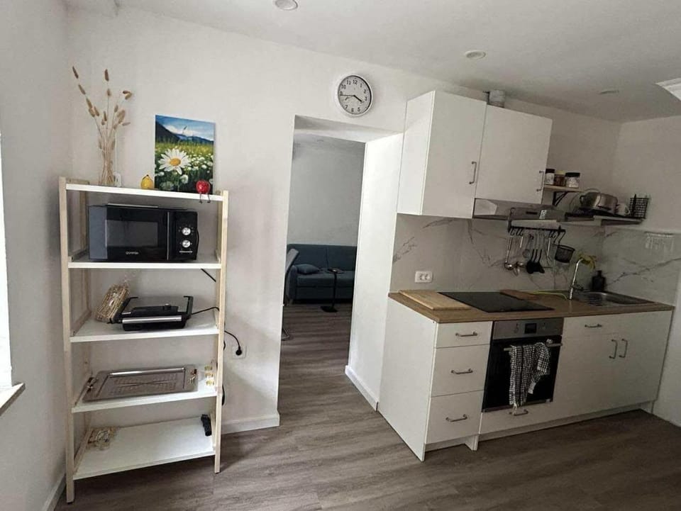 Kitchen or kitchenette, oven, stove, toaster