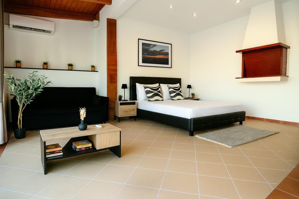 Bed, Living room, Photo of the whole room, Seating area, Bedroom, air conditioner