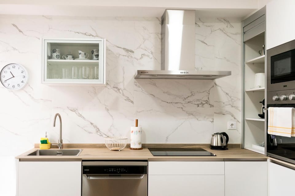 Kitchen or kitchenette, stove