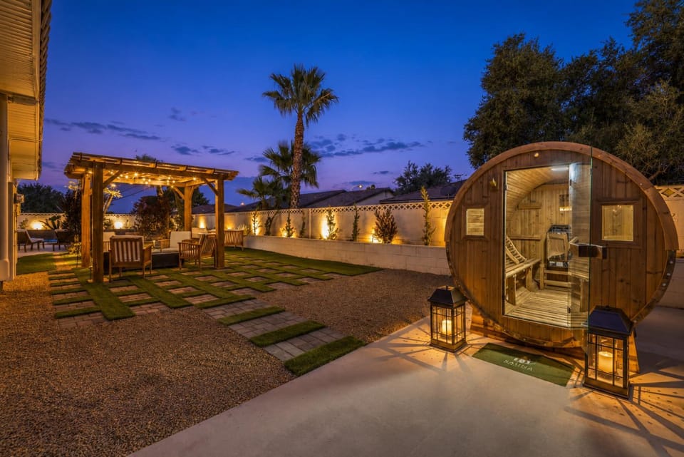 Patio, Night, Garden, Sauna, Seating area