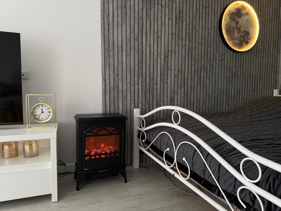 Bed, Photo of the whole room, Bedroom, fireplace, fireplace