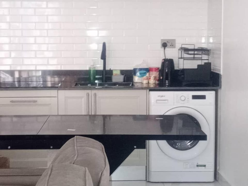 Kitchen or kitchenette, washing machine