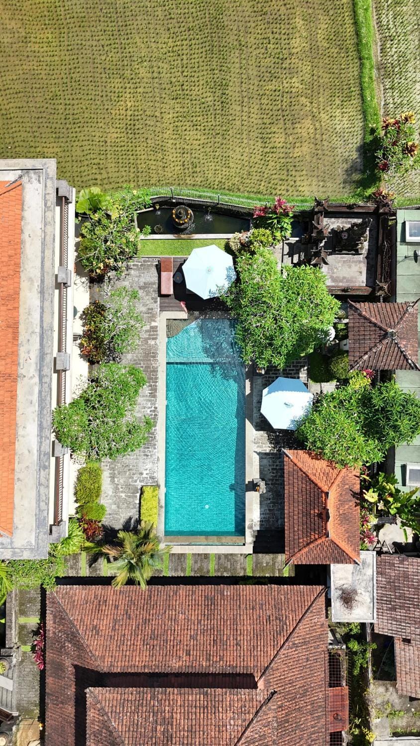Property building, Day, Bird's eye view, Garden, Garden view, Pool view, Swimming pool, sunbed