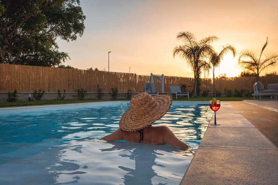 Natural landscape, Pool view, Swimming pool, Sunrise, Sunset, sunbed