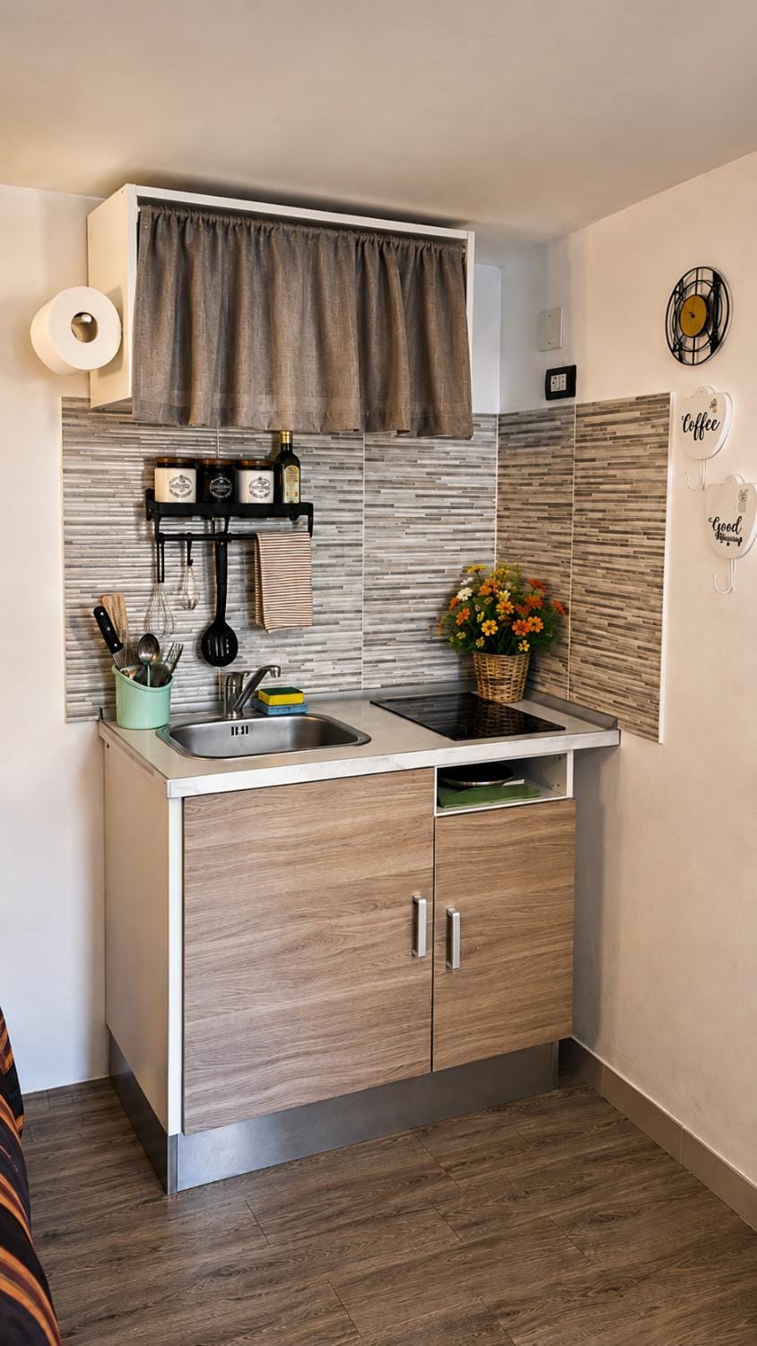 Kitchen or kitchenette, stove, kitchen