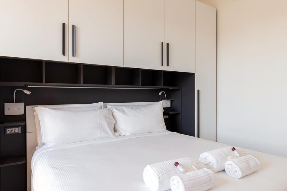 Bed, Photo of the whole room, Bedroom, towels, wardrobe