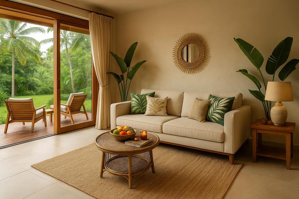 Garden, Living room, Seating area, Garden view