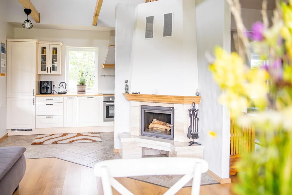 fireplace, kitchen