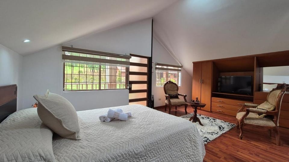 Bed, TV and multimedia, Living room, Photo of the whole room, Bedroom, towels