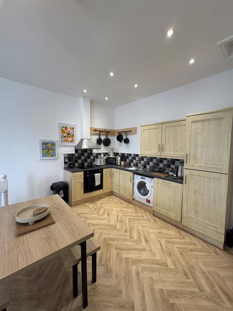 Kitchen or kitchenette, Seating area, dishwasher, stove, washing machine, dryer
