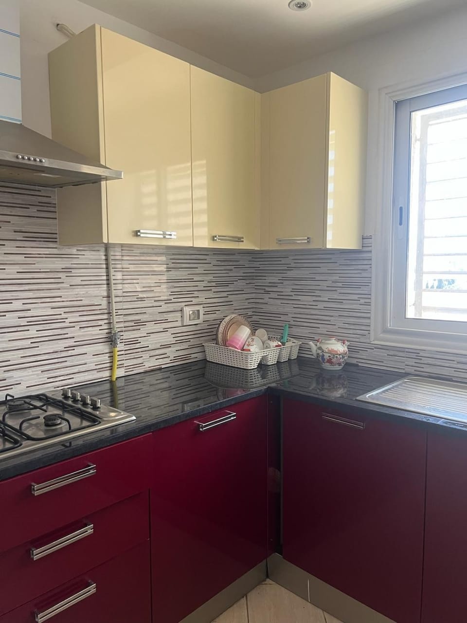 Kitchen or kitchenette, stove