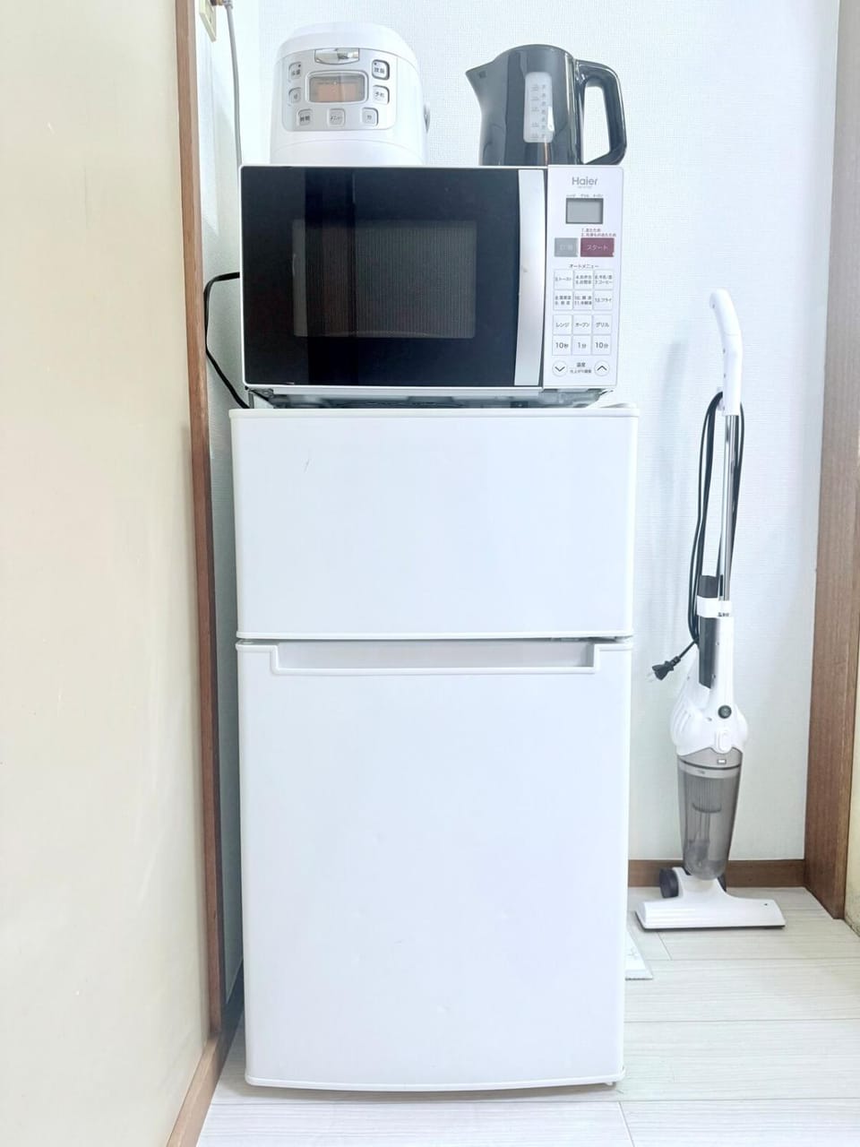 Kitchen or kitchenette, microwave