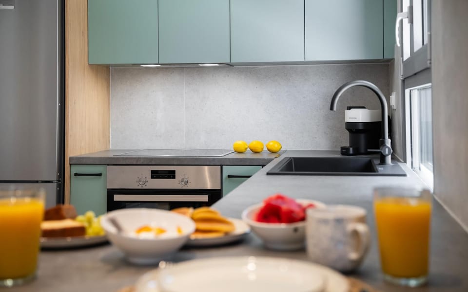 Kitchen or kitchenette, stove
