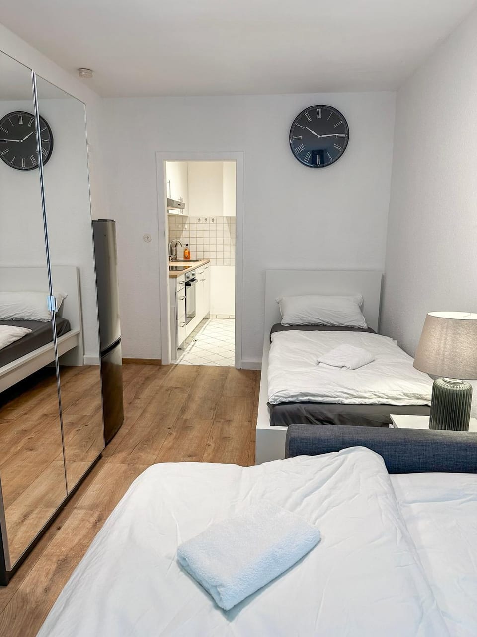 Bed, Photo of the whole room, Bedroom, towels, wardrobe