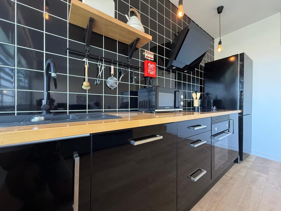 Kitchen or kitchenette, dishwasher, stove