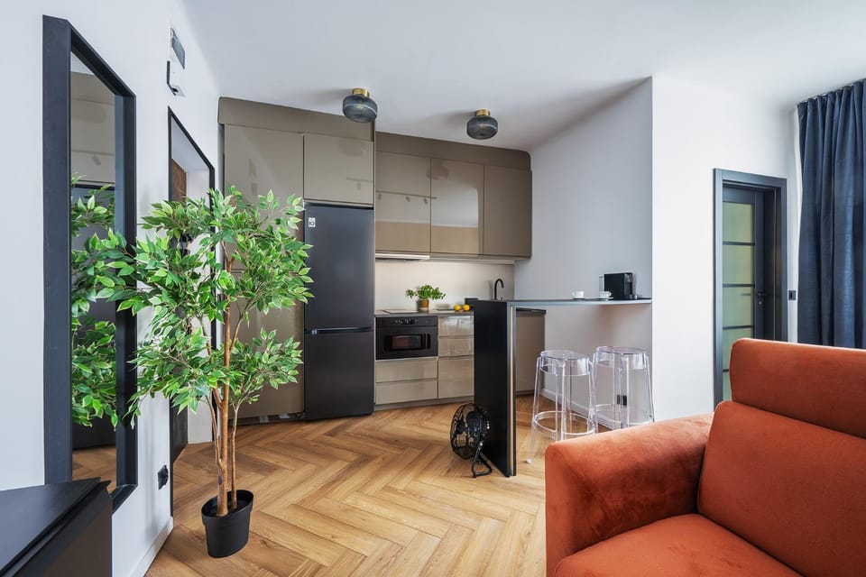 Kitchen or kitchenette, Living room, Dining area, stove