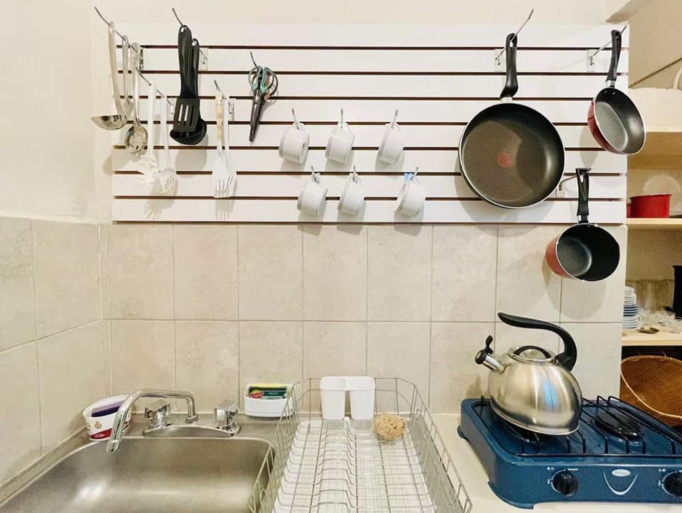 Kitchen or kitchenette, stove