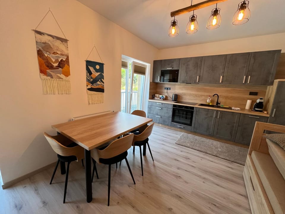 Kitchen or kitchenette, Living room, Dining area