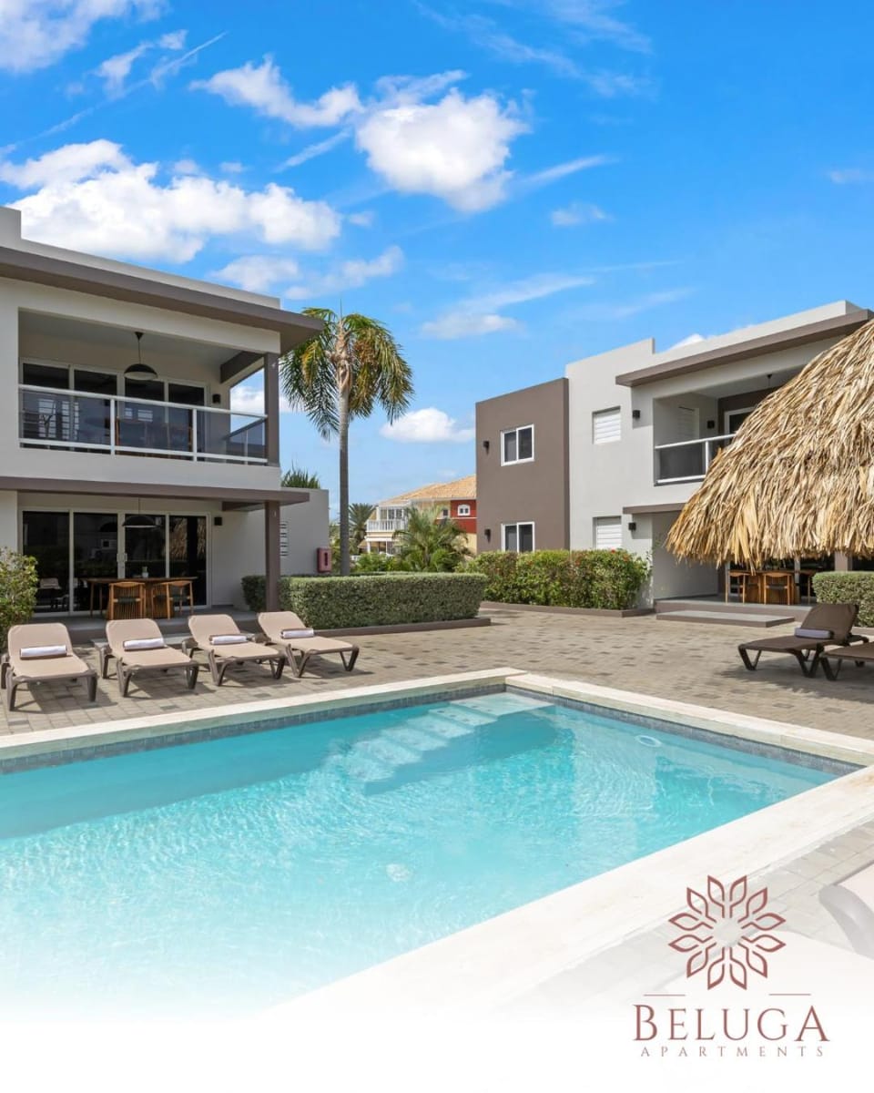 Property building, Day, Natural landscape, Pool view, Swimming pool, sunbed