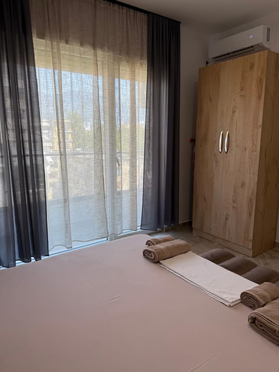 Bed, Photo of the whole room, Bedroom, towels, wardrobe