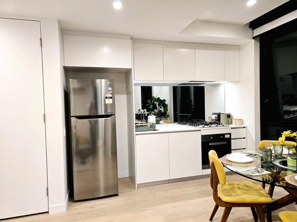 Kitchen or kitchenette, stove