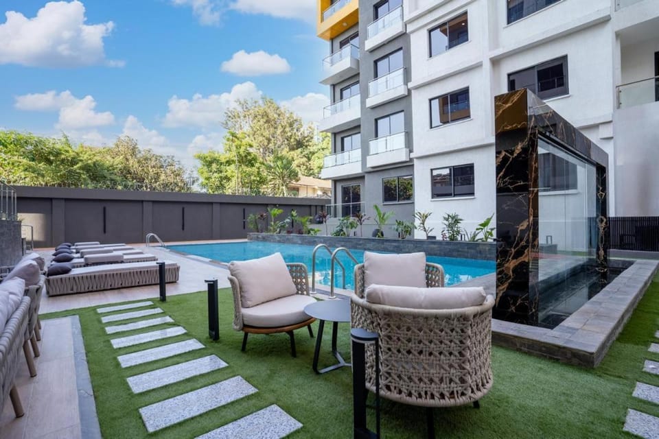 elegant executive fully furnished three bedroom apartment with ample parking space, swimming pool fully equipped gym children playing ground and amazing city views Apartment in Nairobi