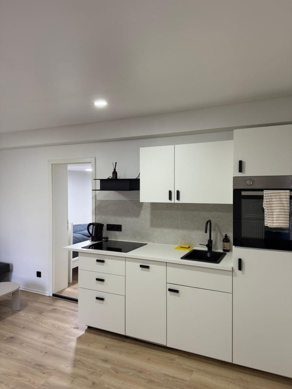 Kitchen or kitchenette, dishwasher, stove