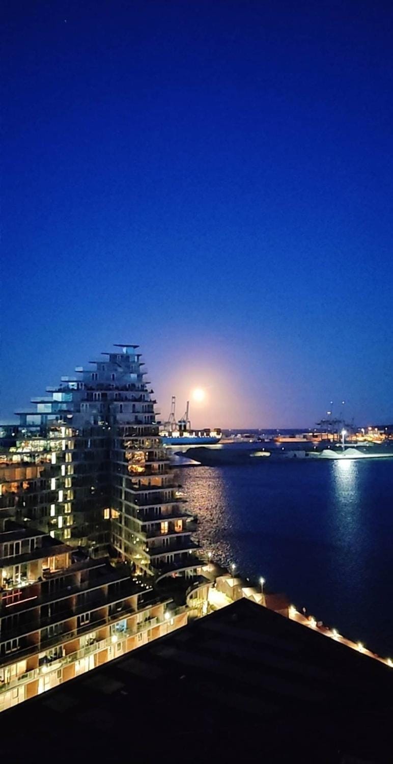 Nearby landmark, Night, Natural landscape, City view, Sea view