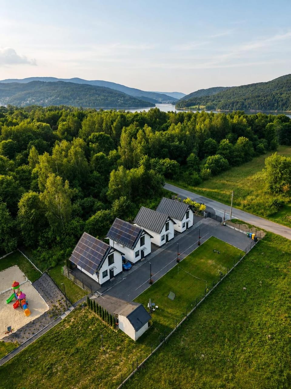 Property building, Neighbourhood, Natural landscape, Bird's eye view