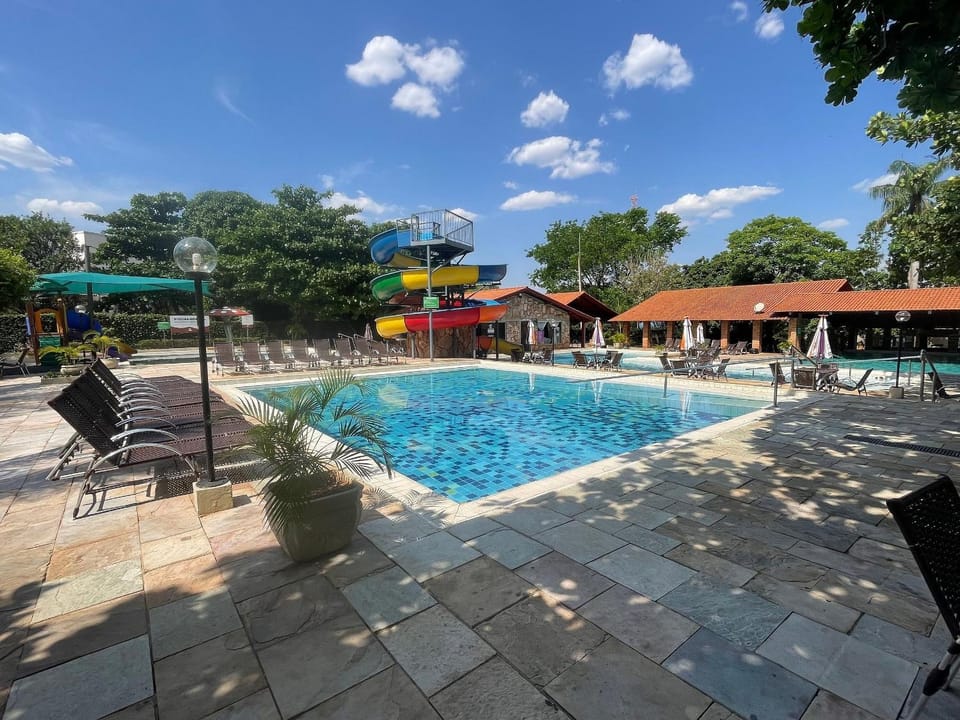 Swimming pool, sunbed