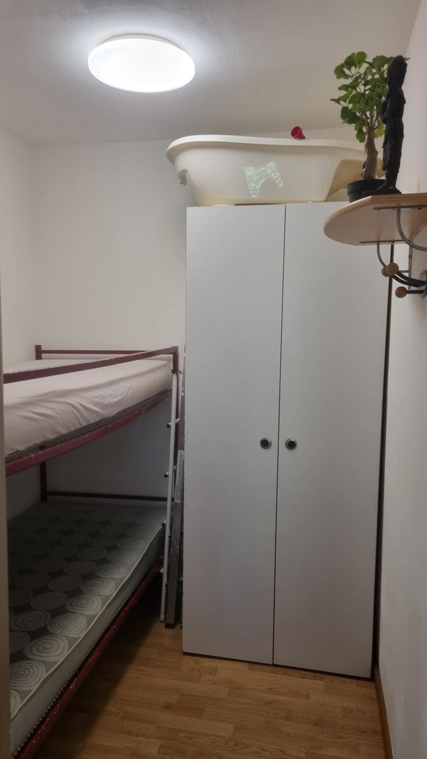 Bed, Photo of the whole room, Bedroom, bunk bed, wardrobe