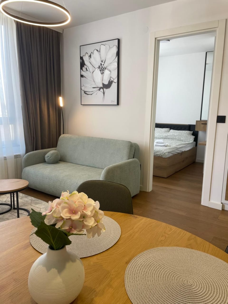 Bed, Living room, Photo of the whole room, Seating area