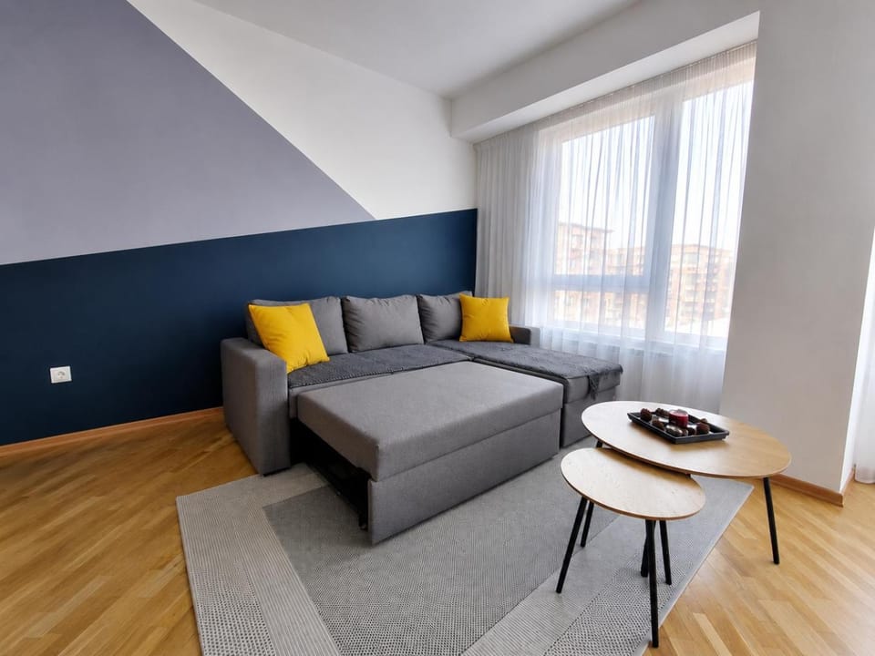 Bed, Living room, Seating area