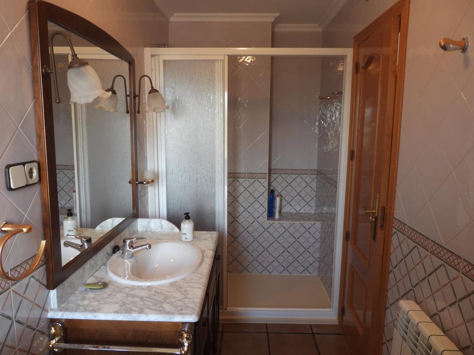 Shower, Bed, Bathroom, Photo of the whole room, Bedroom, Bath, towels