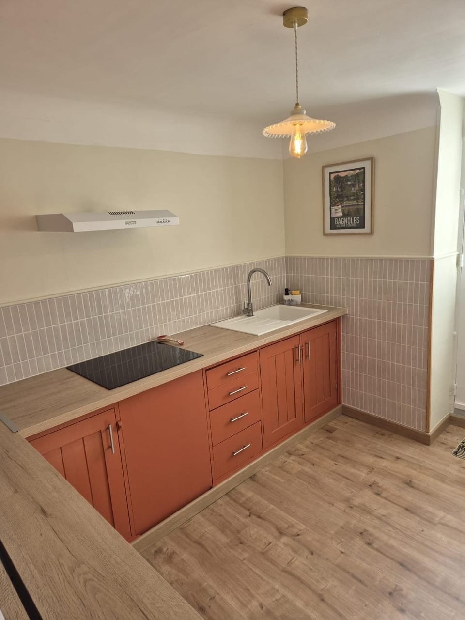 Kitchen or kitchenette, stove