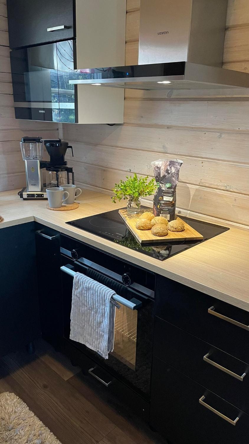 Kitchen or kitchenette, stove