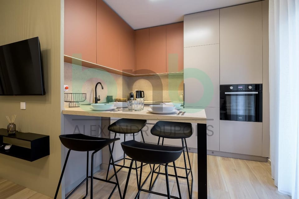 Kitchen or kitchenette, oven, stove