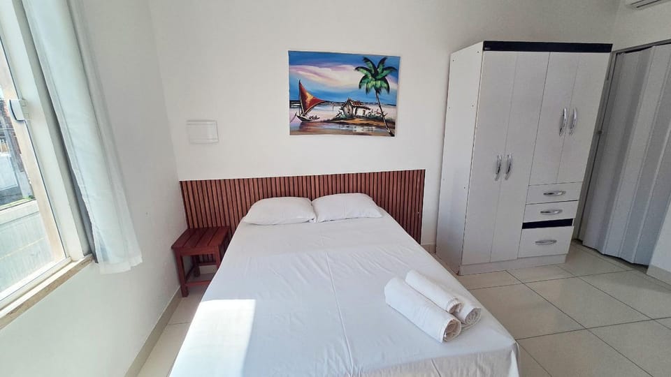 Bed, Photo of the whole room, towels, wardrobe