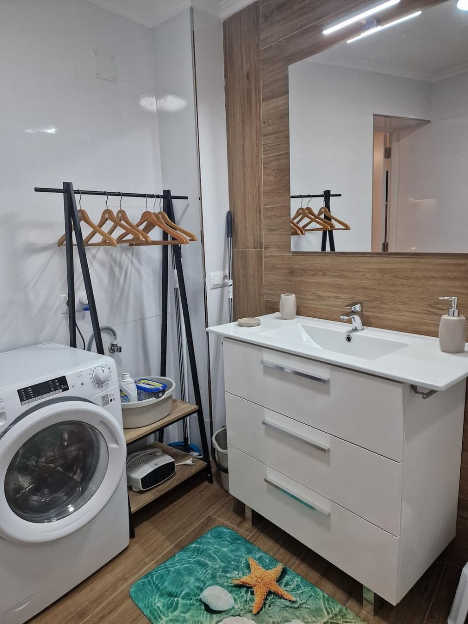 Bathroom, towels, washing machine, dryer